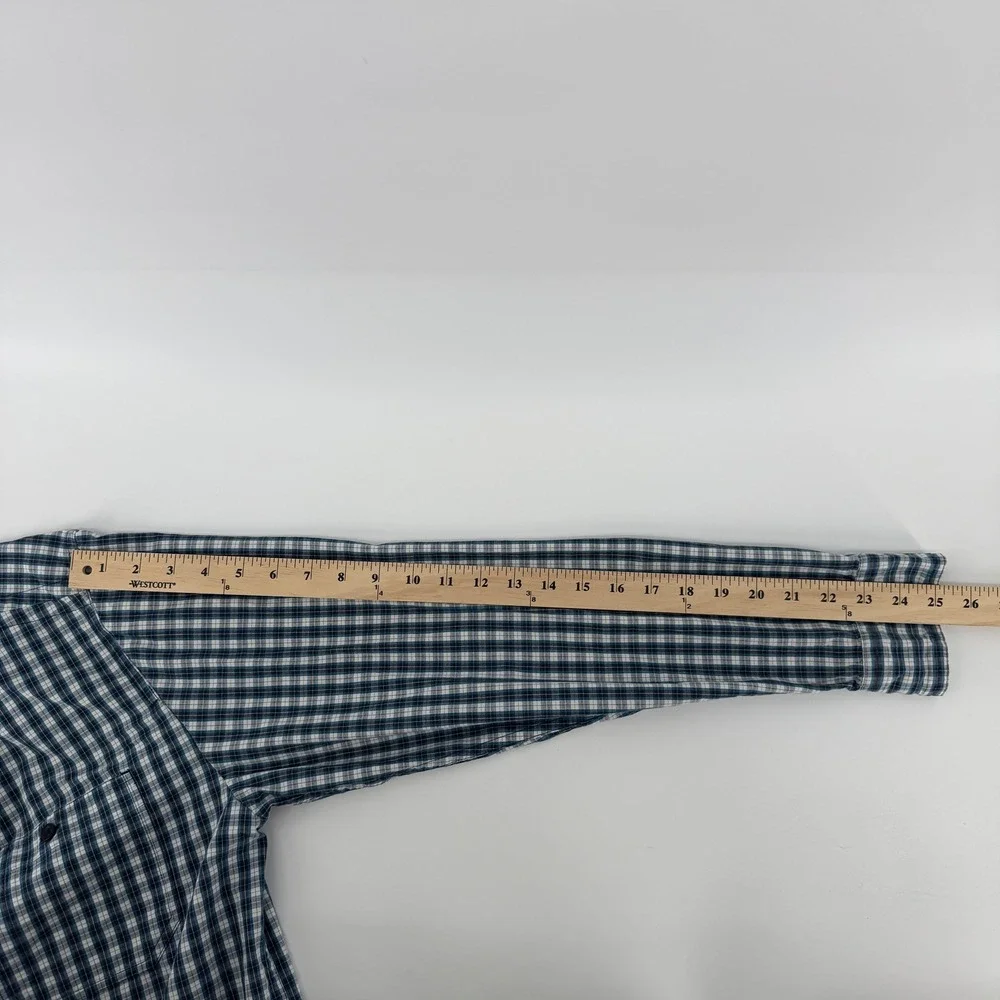 The North Face Plaid Button Down Shirt Mens M Blue White Long Sleeve Pocket